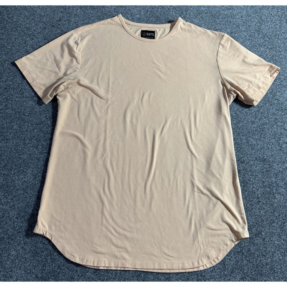 Cuts Clothing Shirt Mens M Curve-Hem Short Sleeve Elongated Stretch